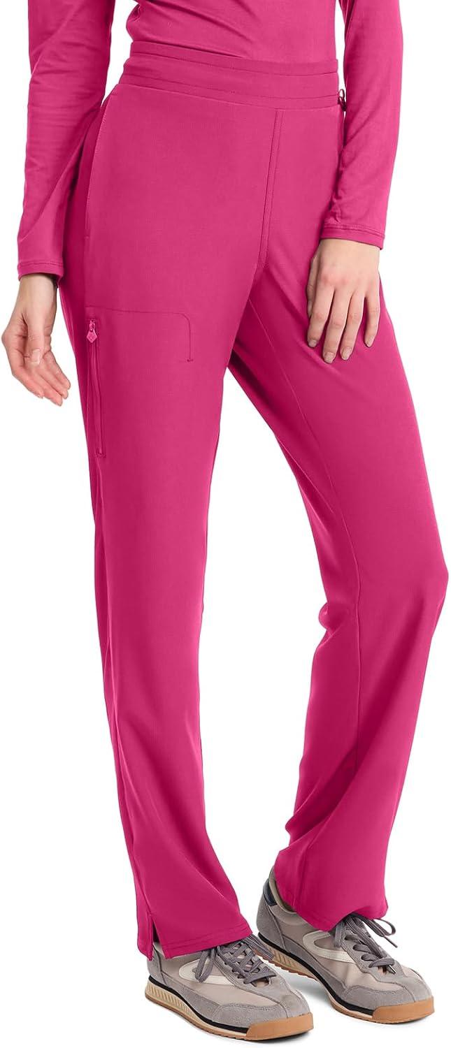 imageMed Couture Scrub Pants for Women Straight Leg PullOn Pant with 4 Pockets Moisture Wicking amp 360 Stretch MC103Pink Power
