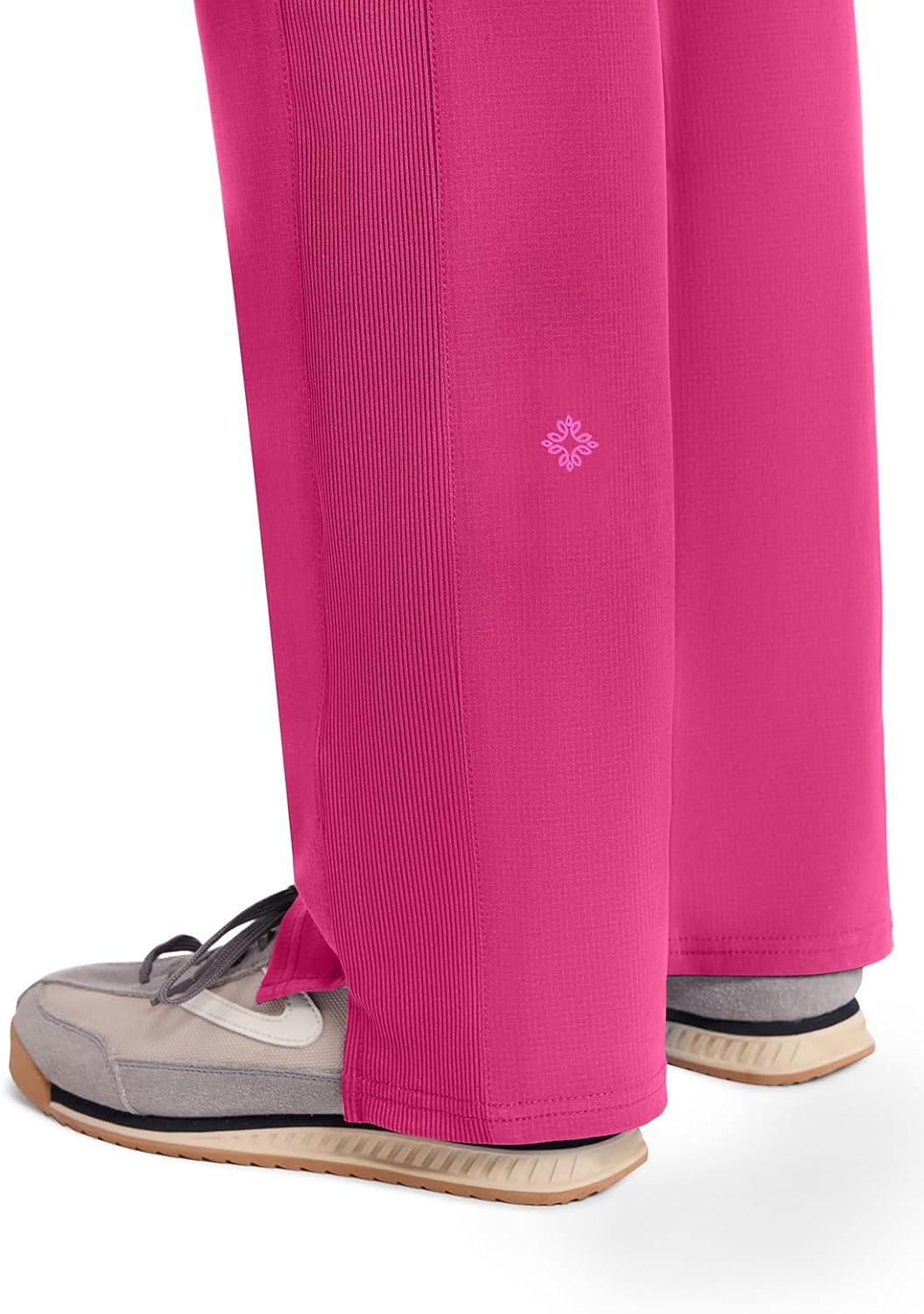 imageMed Couture Scrub Pants for Women Straight Leg PullOn Pant with 4 Pockets Moisture Wicking amp 360 Stretch MC103Pink Power