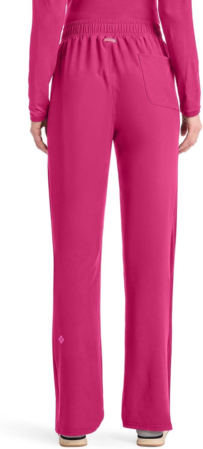 imageMed Couture Scrub Pants for Women Straight Leg PullOn Pant with 4 Pockets Moisture Wicking amp 360 Stretch MC103Pink Power