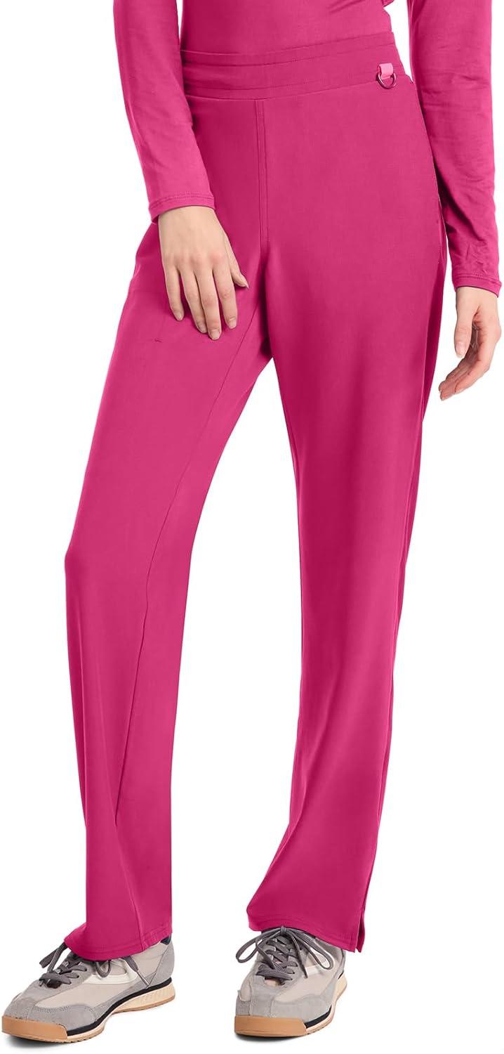 imageMed Couture Scrub Pants for Women Straight Leg PullOn Pant with 4 Pockets Moisture Wicking amp 360 Stretch MC103Pink Power