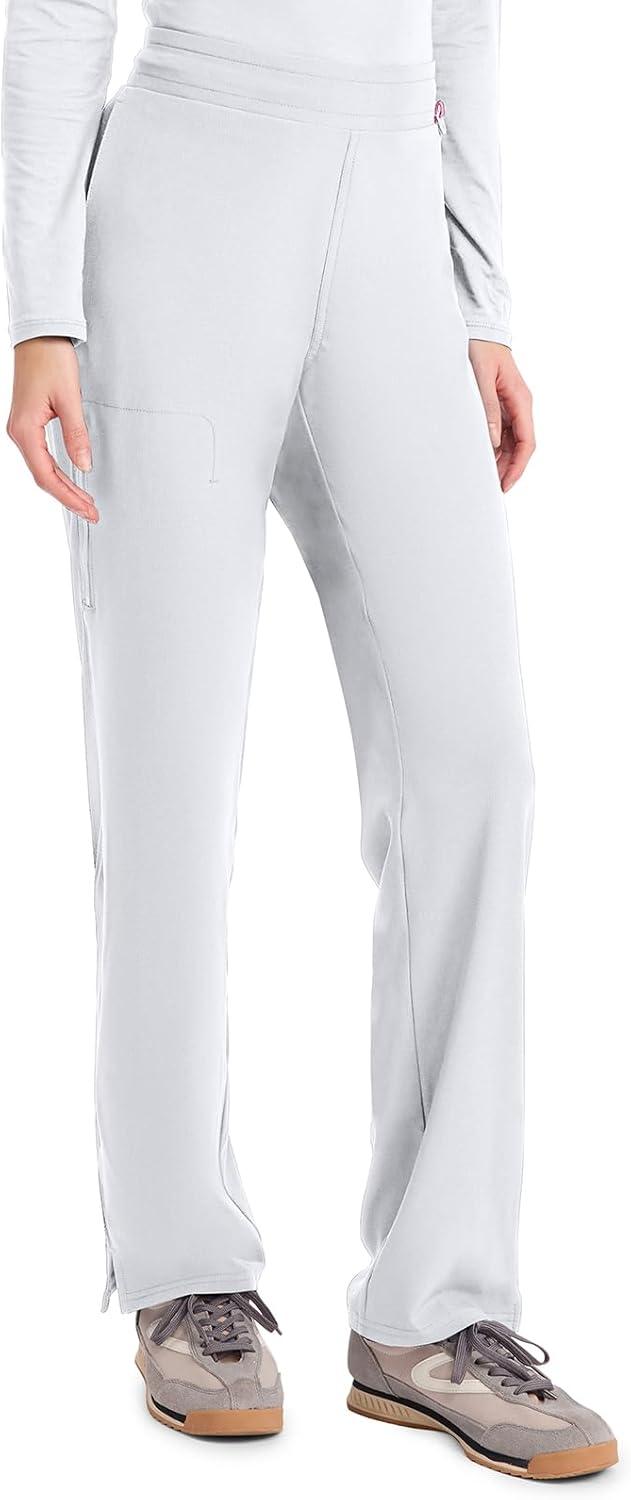imageMed Couture Scrub Pants for Women Straight Leg PullOn Pant with 4 Pockets Moisture Wicking amp 360 Stretch MC103White