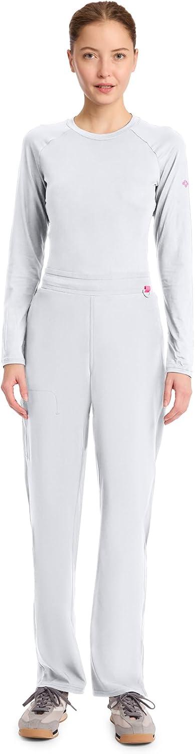 imageMed Couture Scrub Pants for Women Straight Leg PullOn Pant with 4 Pockets Moisture Wicking amp 360 Stretch MC103White