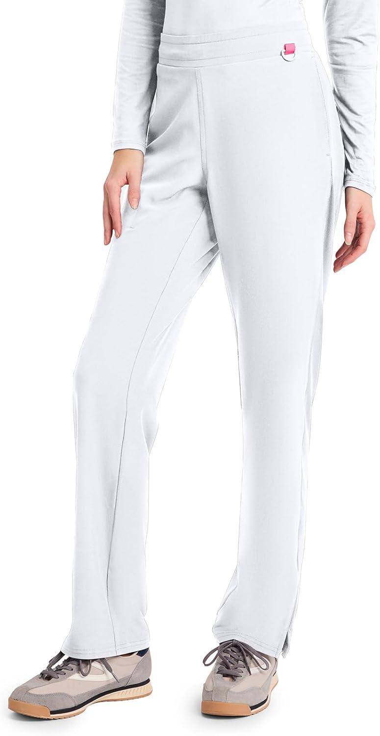 imageMed Couture Scrub Pants for Women Straight Leg PullOn Pant with 4 Pockets Moisture Wicking amp 360 Stretch MC103White