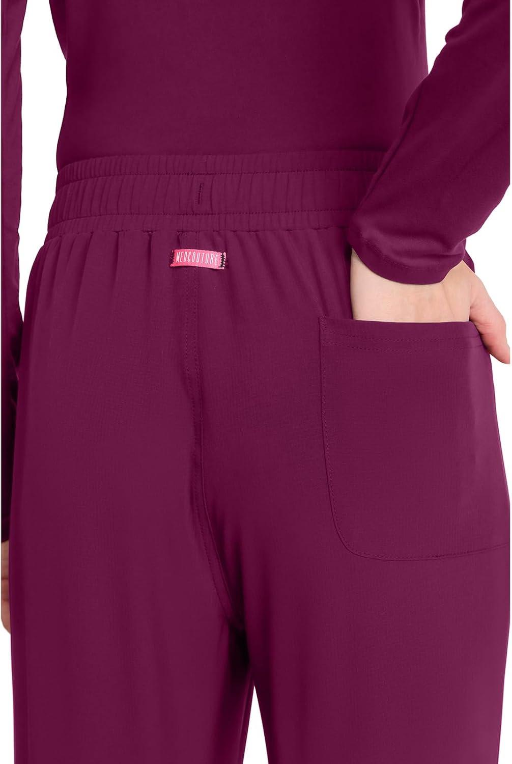 imageMed Couture Scrub Pants for Women Straight Leg PullOn Pant with 4 Pockets Moisture Wicking amp 360 Stretch MC103Wine