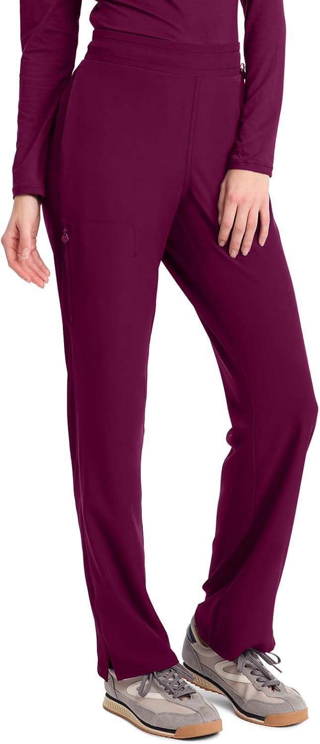 imageMed Couture Scrub Pants for Women Straight Leg PullOn Pant with 4 Pockets Moisture Wicking amp 360 Stretch MC103Wine