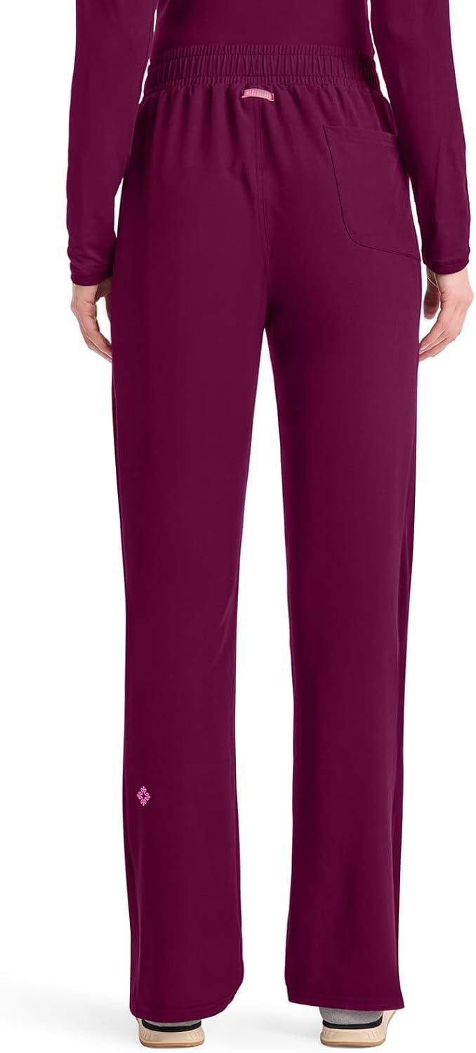 imageMed Couture Scrub Pants for Women Straight Leg PullOn Pant with 4 Pockets Moisture Wicking amp 360 Stretch MC103Wine