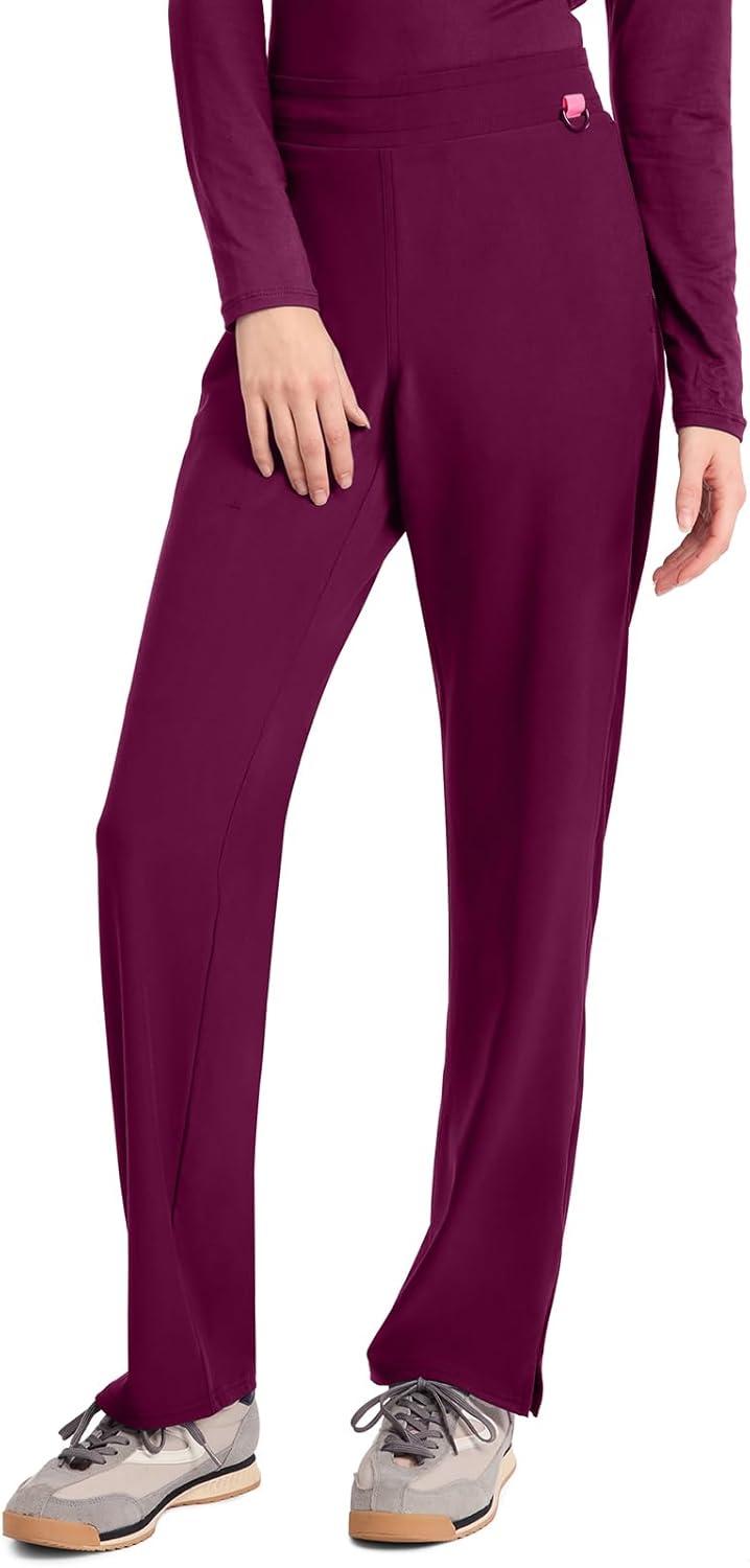 imageMed Couture Scrub Pants for Women Straight Leg PullOn Pant with 4 Pockets Moisture Wicking amp 360 Stretch MC103Wine