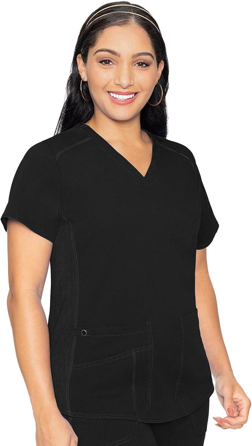 imageMed Couture Scrub Set For Women 11 Pockets with VNeck Scrub Top MC7459 and Comfortable Scrub Pants MC7739Black