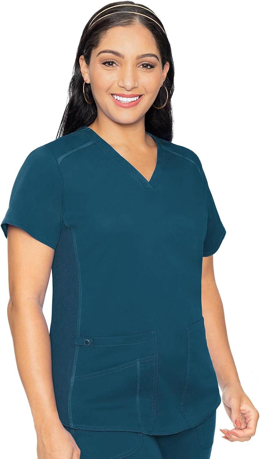 imageMed Couture Scrub Set For Women 11 Pockets with VNeck Scrub Top MC7459 and Comfortable Scrub Pants MC7739Caribbean