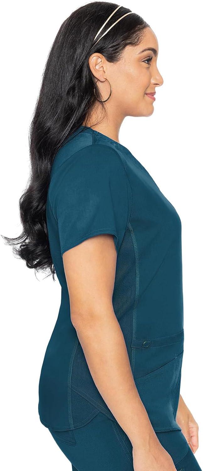 imageMed Couture Scrub Set For Women 11 Pockets with VNeck Scrub Top MC7459 and Comfortable Scrub Pants MC7739Caribbean