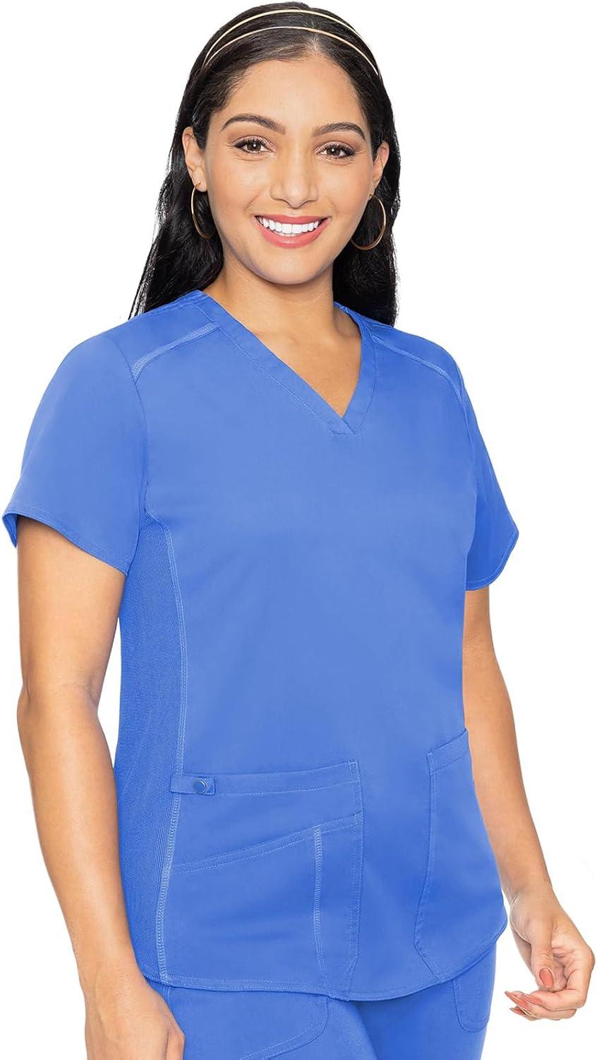 imageMed Couture Scrub Set For Women 11 Pockets with VNeck Scrub Top MC7459 and Comfortable Scrub Pants MC7739Ciel