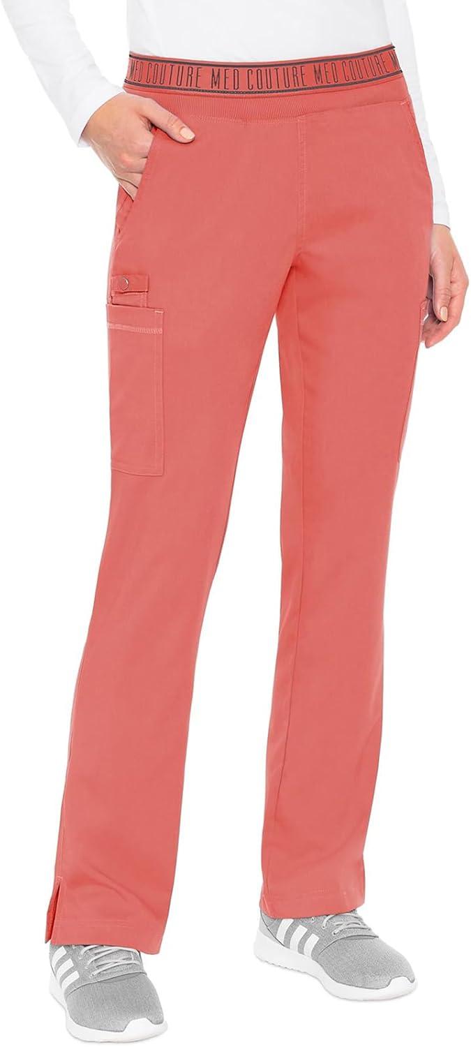 imageMed Couture Scrub Set For Women 11 Pockets with VNeck Scrub Top MC7459 and Comfortable Scrub Pants MC7739Coral