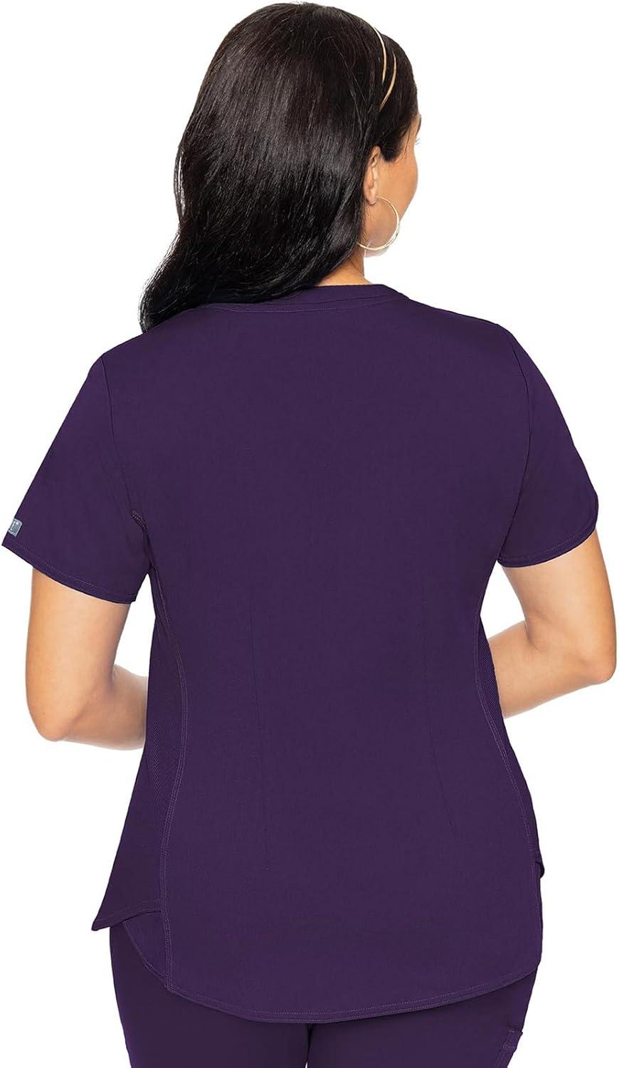 imageMed Couture Scrub Set For Women 11 Pockets with VNeck Scrub Top MC7459 and Comfortable Scrub Pants MC7739Eggplant