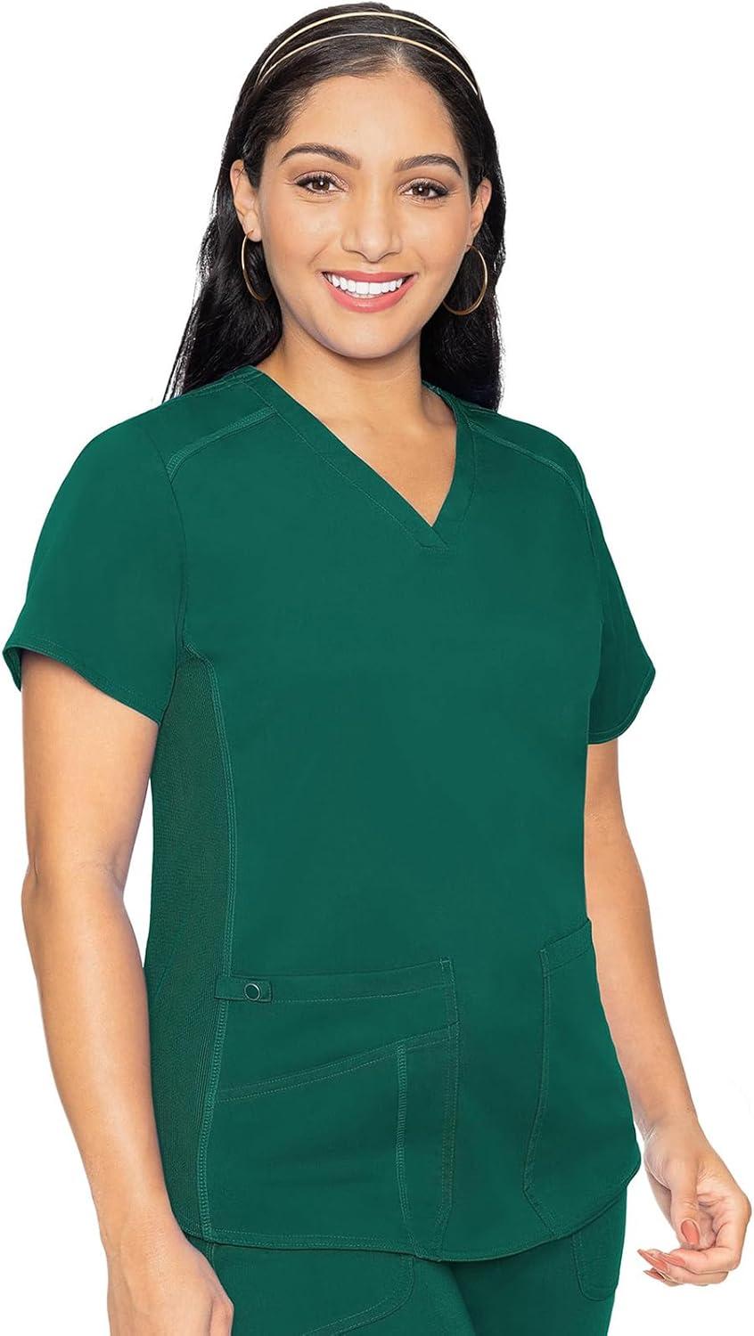 imageMed Couture Scrub Set For Women 11 Pockets with VNeck Scrub Top MC7459 and Comfortable Scrub Pants MC7739Hunter Green