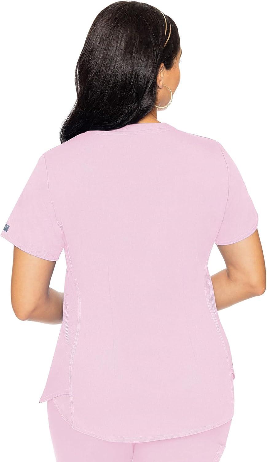imageMed Couture Scrub Set For Women 11 Pockets with VNeck Scrub Top MC7459 and Comfortable Scrub Pants MC7739Ice Pink