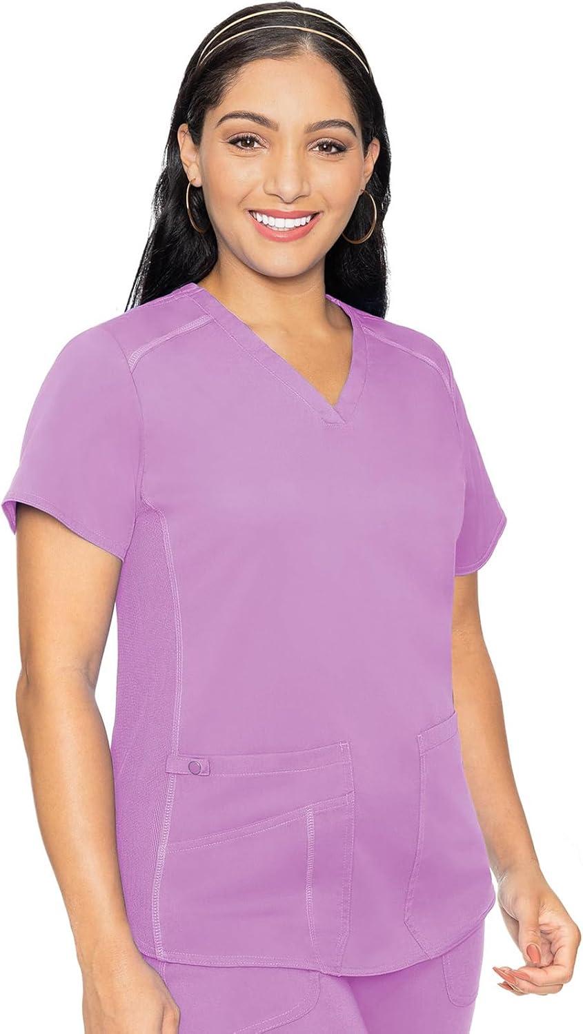imageMed Couture Scrub Set For Women 11 Pockets with VNeck Scrub Top MC7459 and Comfortable Scrub Pants MC7739Lilac