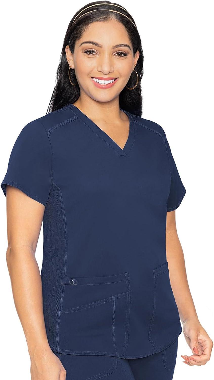 imageMed Couture Scrub Set For Women 11 Pockets with VNeck Scrub Top MC7459 and Comfortable Scrub Pants MC7739Navy