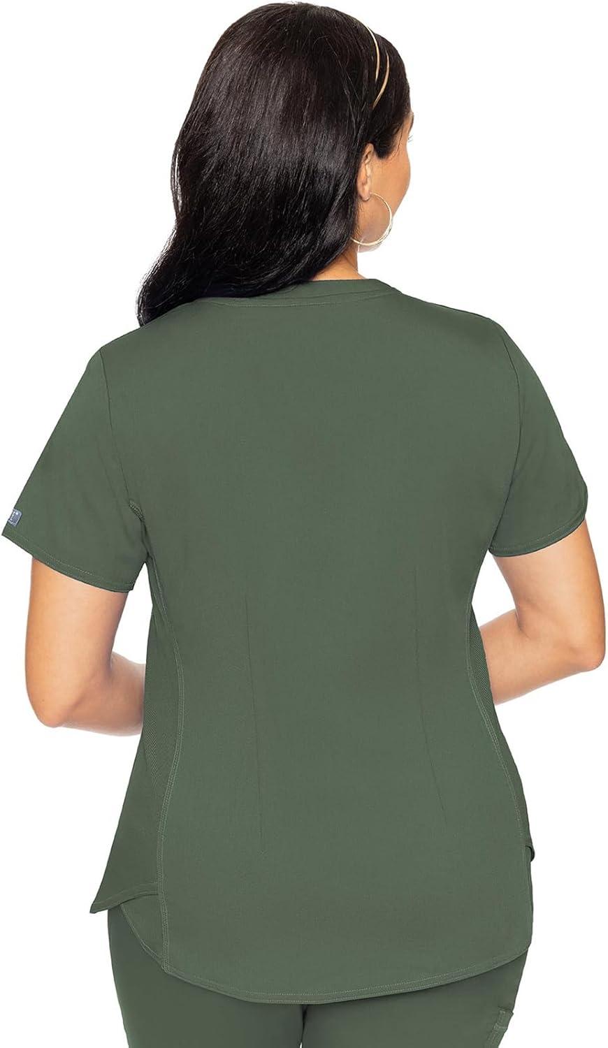 imageMed Couture Scrub Set For Women 11 Pockets with VNeck Scrub Top MC7459 and Comfortable Scrub Pants MC7739Olive