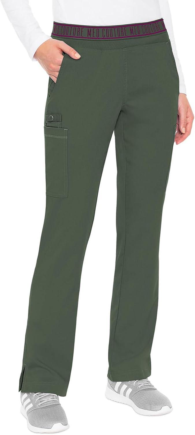 imageMed Couture Scrub Set For Women 11 Pockets with VNeck Scrub Top MC7459 and Comfortable Scrub Pants MC7739Olive