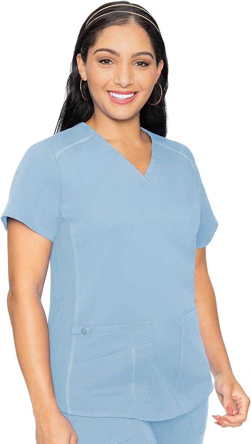 imageMed Couture Scrub Set For Women 11 Pockets with VNeck Scrub Top MC7459 and Comfortable Scrub Pants MC7739Periwinkle
