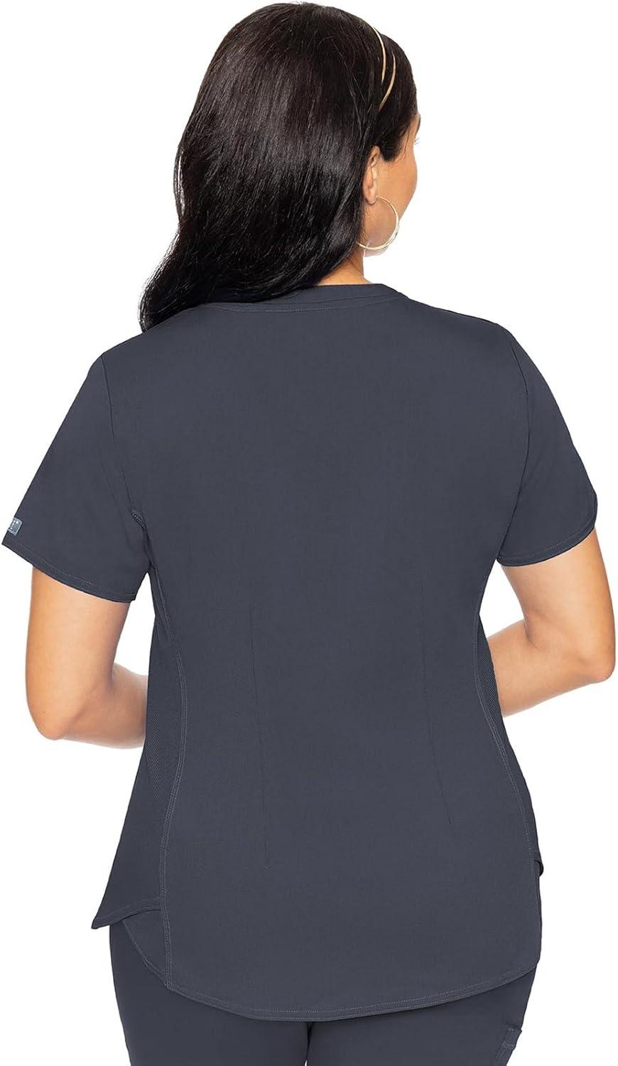 imageMed Couture Scrub Set For Women 11 Pockets with VNeck Scrub Top MC7459 and Comfortable Scrub Pants MC7739Pewter