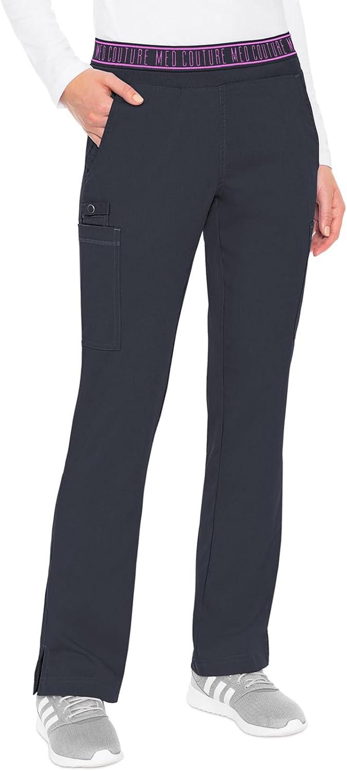 imageMed Couture Scrub Set For Women 11 Pockets with VNeck Scrub Top MC7459 and Comfortable Scrub Pants MC7739Pewter