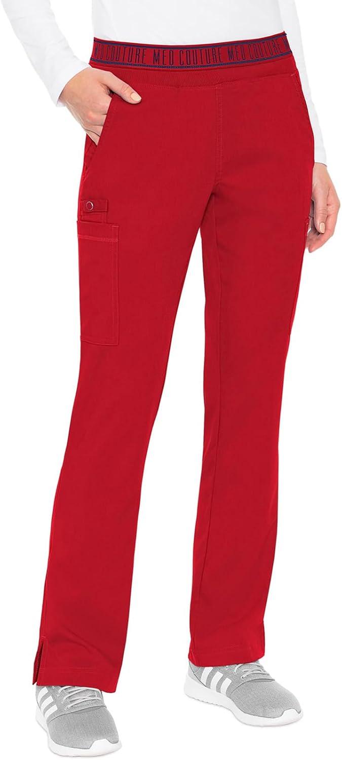imageMed Couture Scrub Set For Women 11 Pockets with VNeck Scrub Top MC7459 and Comfortable Scrub Pants MC7739Red