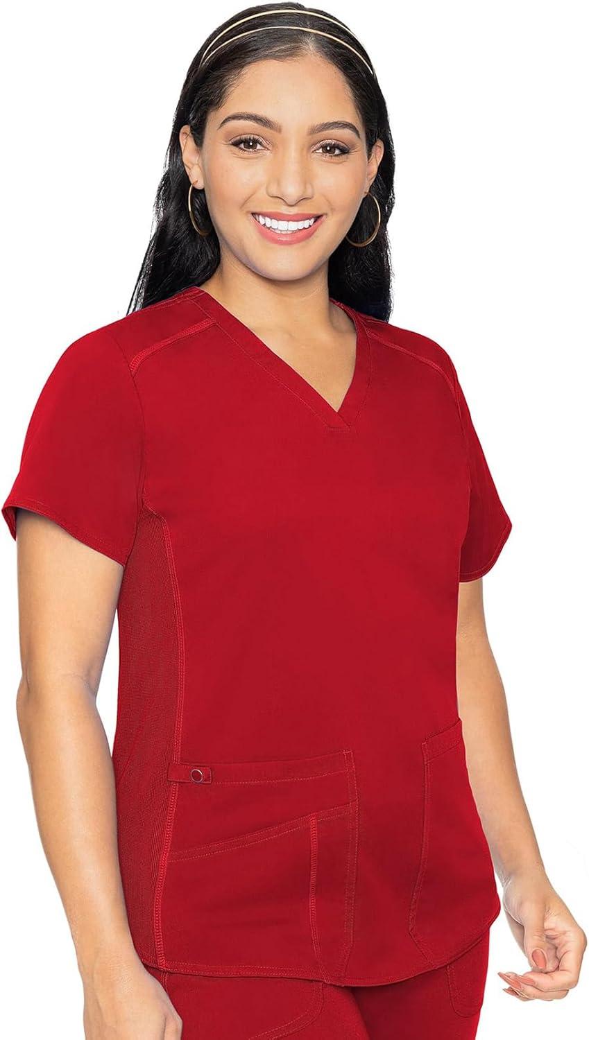 imageMed Couture Scrub Set For Women 11 Pockets with VNeck Scrub Top MC7459 and Comfortable Scrub Pants MC7739Red
