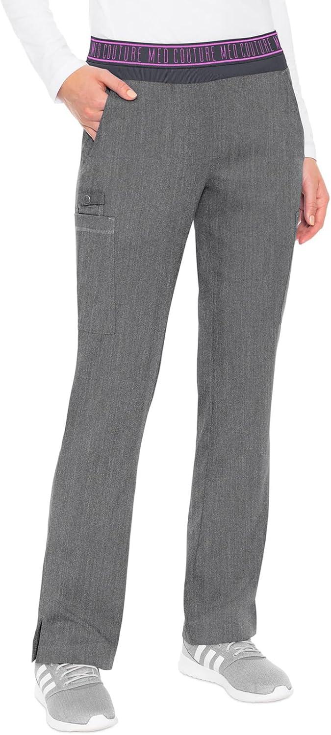 imageMed Couture Scrub Set For Women 11 Pockets with VNeck Scrub Top MC7459 and Comfortable Scrub Pants MC7739Slate