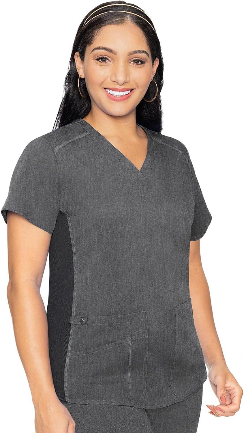 imageMed Couture Scrub Set For Women 11 Pockets with VNeck Scrub Top MC7459 and Comfortable Scrub Pants MC7739Slate