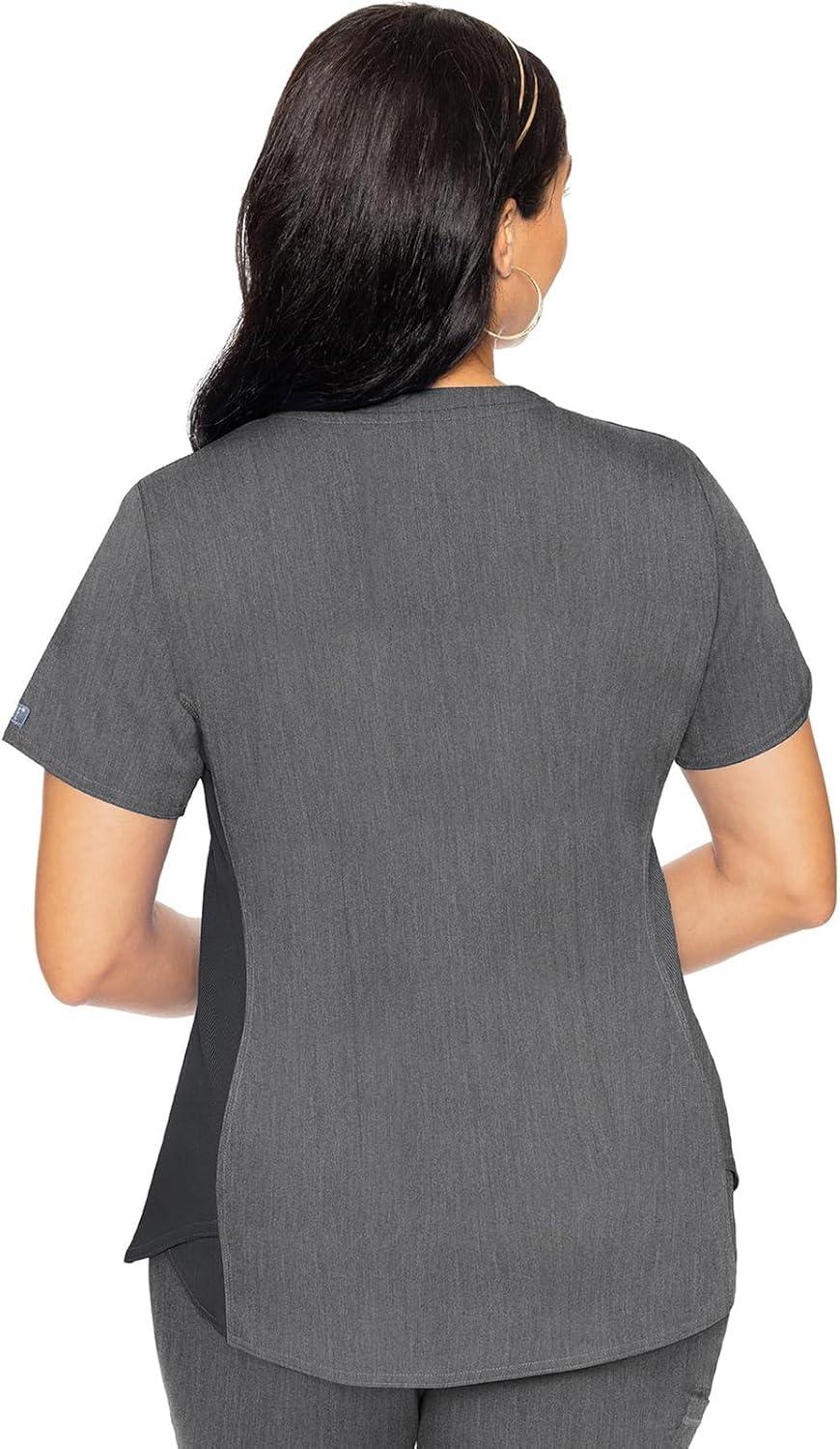 imageMed Couture Scrub Set For Women 11 Pockets with VNeck Scrub Top MC7459 and Comfortable Scrub Pants MC7739Slate
