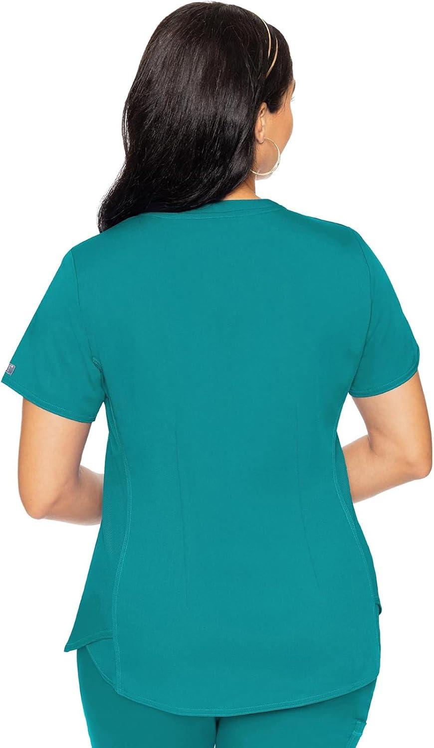 imageMed Couture Scrub Set For Women 11 Pockets with VNeck Scrub Top MC7459 and Comfortable Scrub Pants MC7739Teal