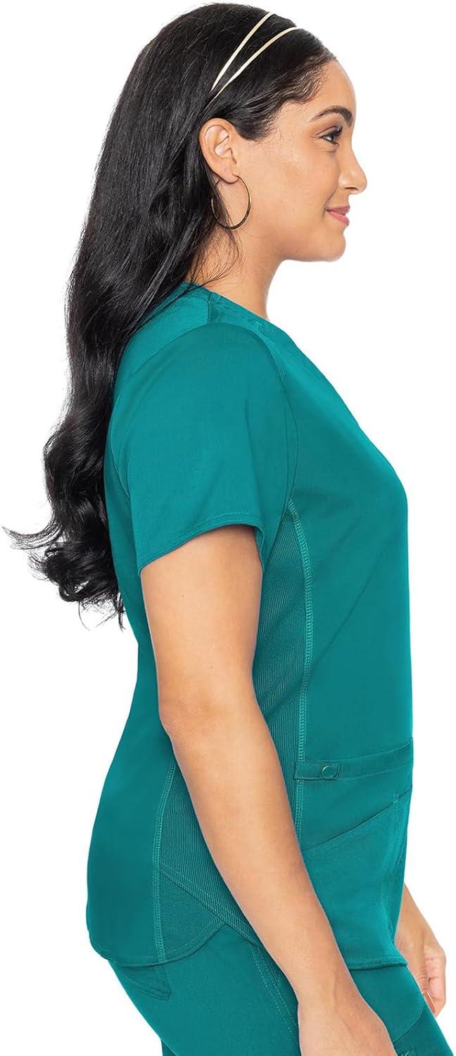imageMed Couture Scrub Set For Women 11 Pockets with VNeck Scrub Top MC7459 and Comfortable Scrub Pants MC7739Teal