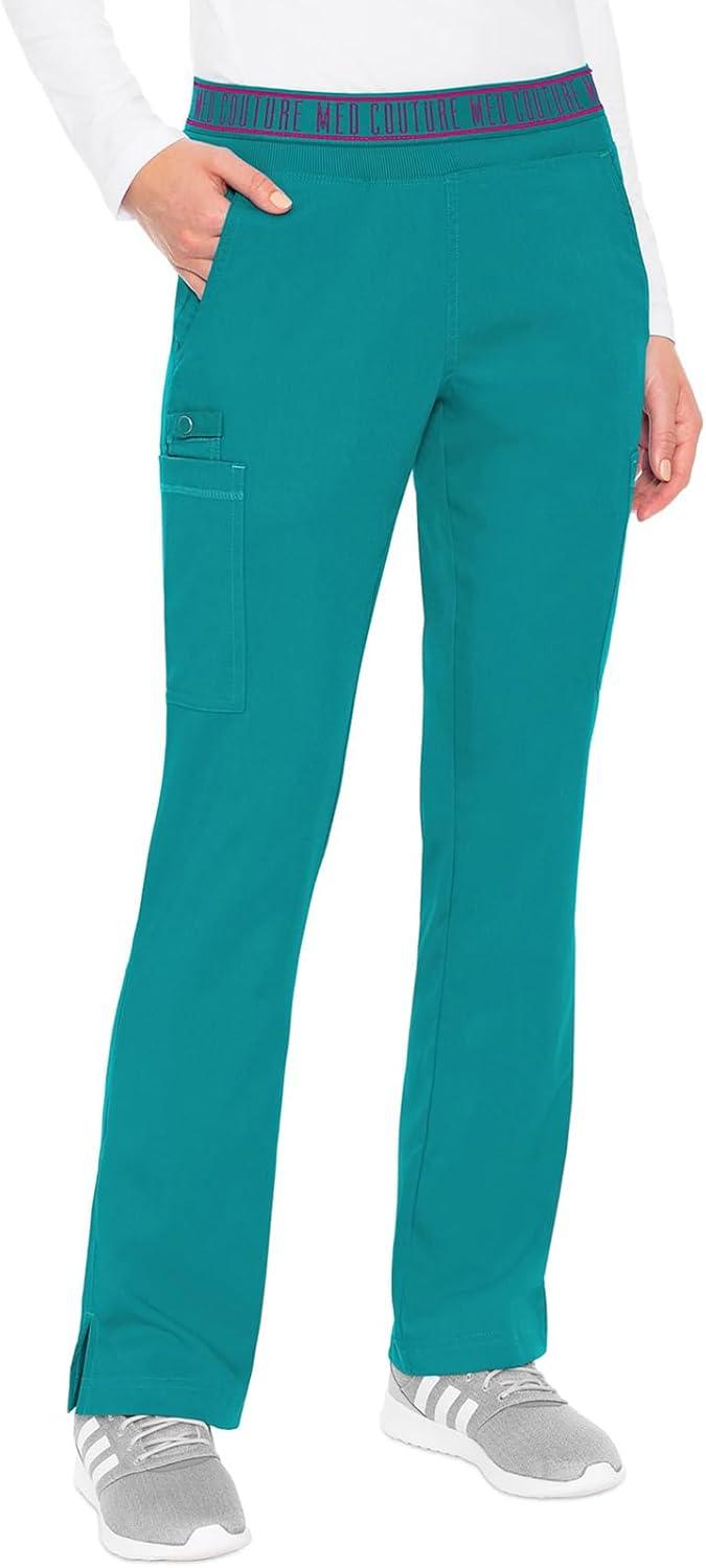 imageMed Couture Scrub Set For Women 11 Pockets with VNeck Scrub Top MC7459 and Comfortable Scrub Pants MC7739Teal