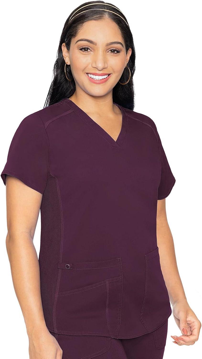 imageMed Couture Scrub Set For Women 11 Pockets with VNeck Scrub Top MC7459 and Comfortable Scrub Pants MC7739Wine
