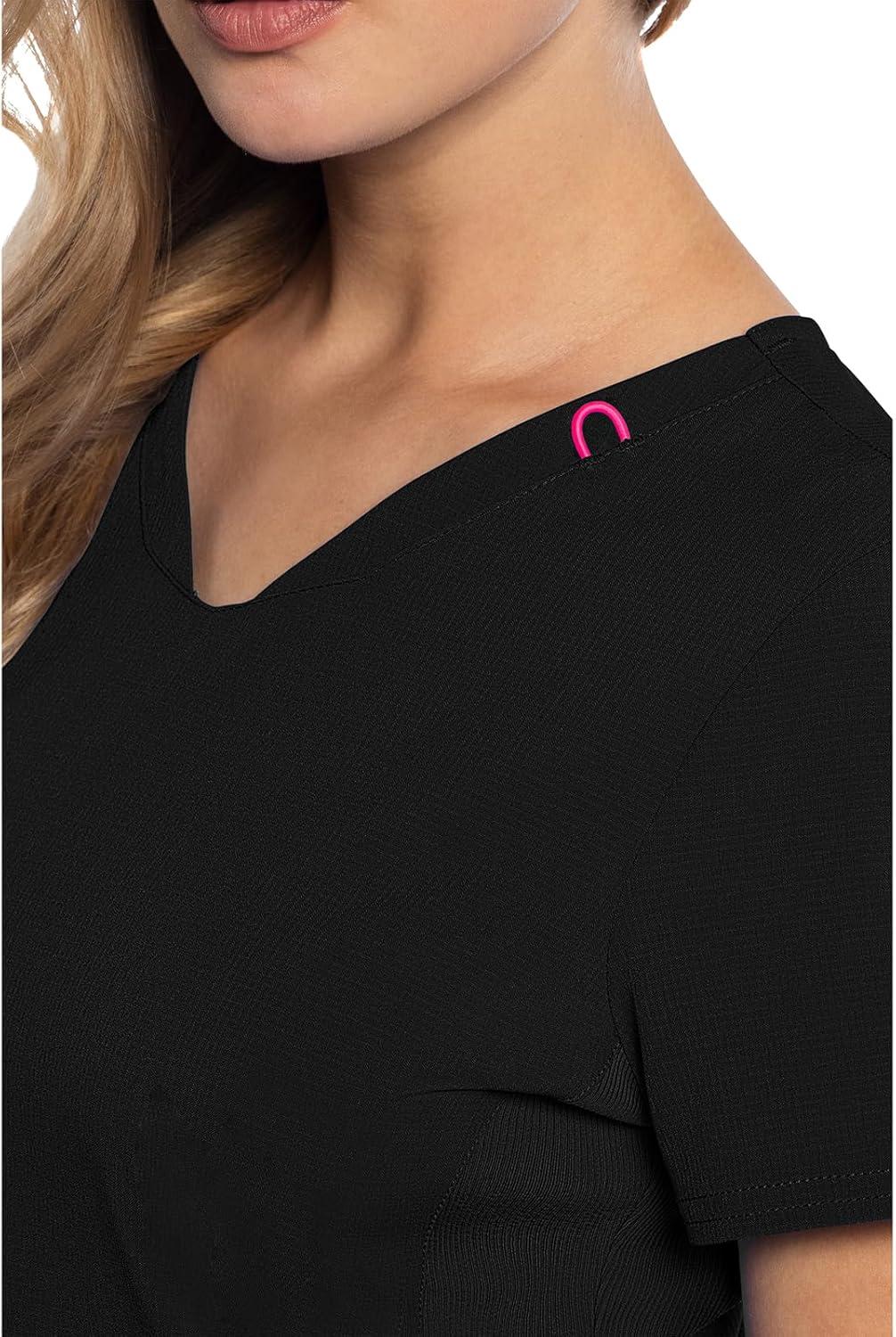 imageMed Couture Scrub Top Women Missy Fit VNeck Scrub Top with 3 Pockets Moisture Wicking Technology MC702Black