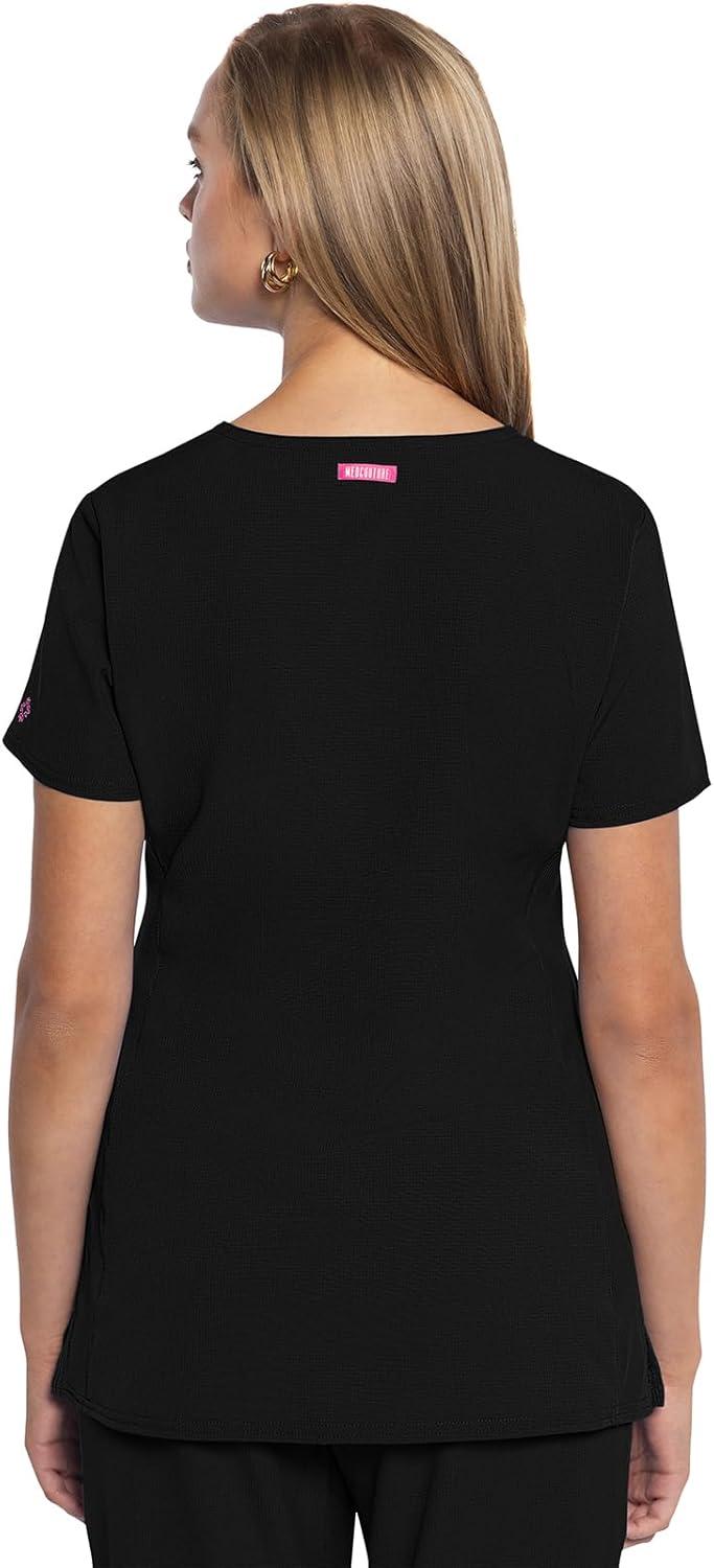 imageMed Couture Scrub Top Women Missy Fit VNeck Scrub Top with 3 Pockets Moisture Wicking Technology MC702Black