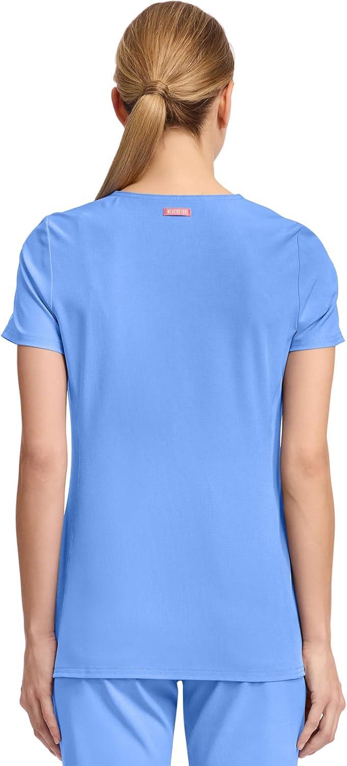imageMed Couture Scrub Top Women Missy Fit VNeck Scrub Top with 3 Pockets Moisture Wicking Technology MC702Ciel