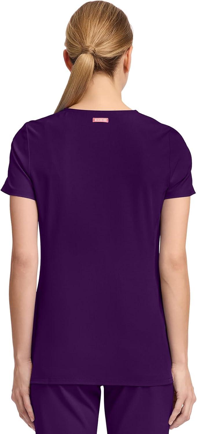 imageMed Couture Scrub Top Women Missy Fit VNeck Scrub Top with 3 Pockets Moisture Wicking Technology MC702Eggplant