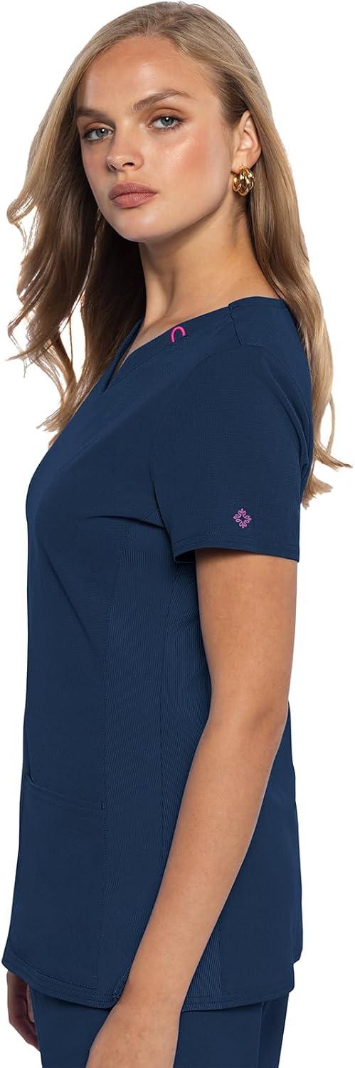 imageMed Couture Scrub Top Women Missy Fit VNeck Scrub Top with 3 Pockets Moisture Wicking Technology MC702Navy