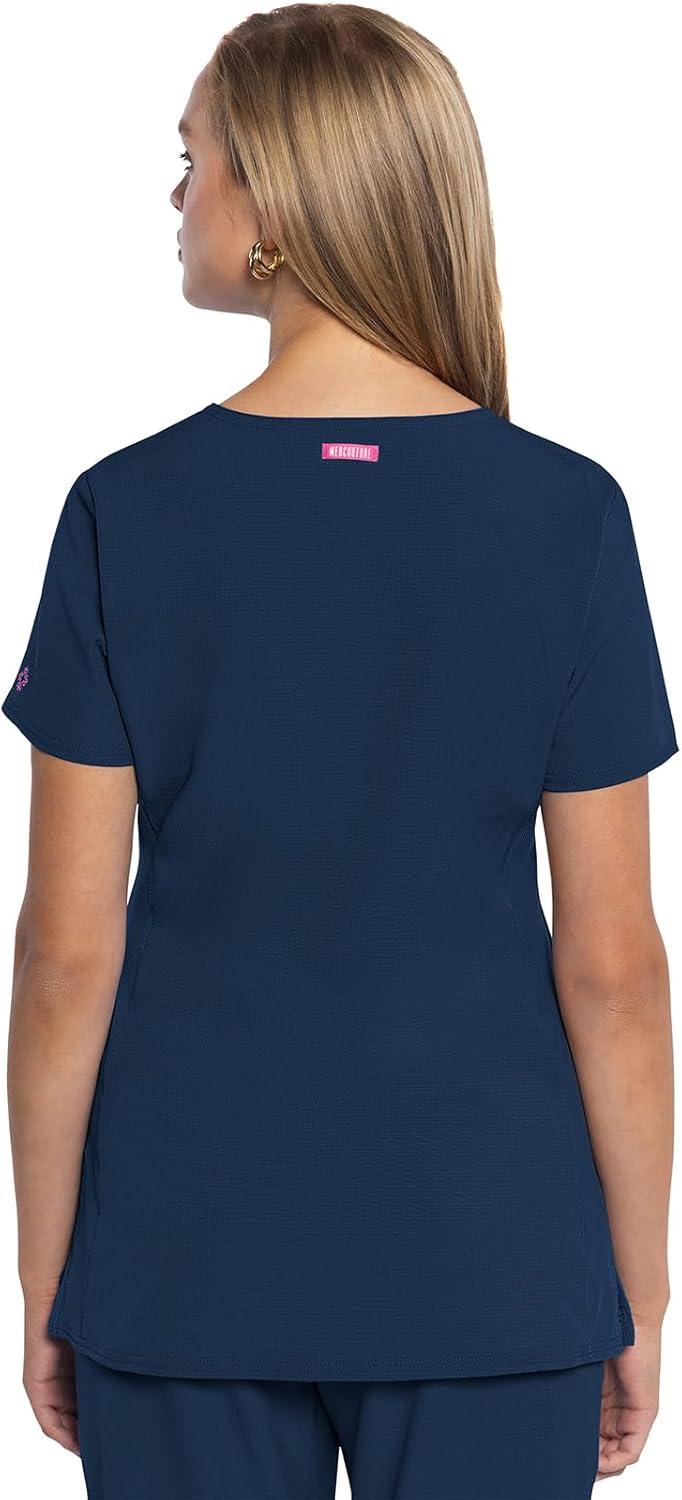 imageMed Couture Scrub Top Women Missy Fit VNeck Scrub Top with 3 Pockets Moisture Wicking Technology MC702Navy