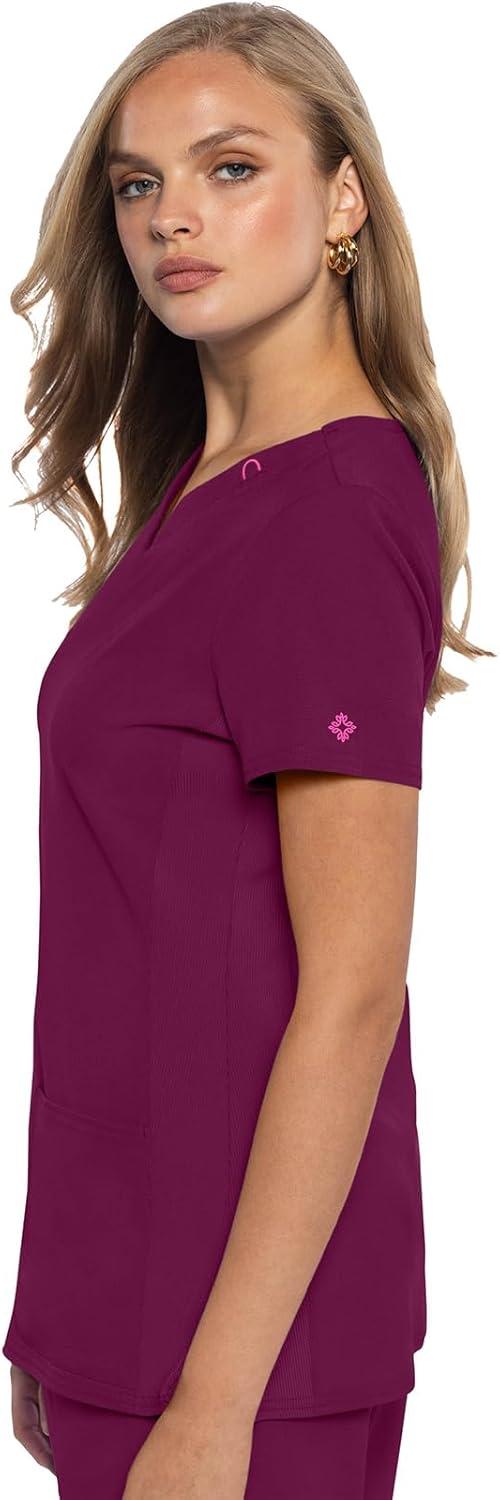 imageMed Couture Scrub Top Women Missy Fit VNeck Scrub Top with 3 Pockets Moisture Wicking Technology MC702Wine