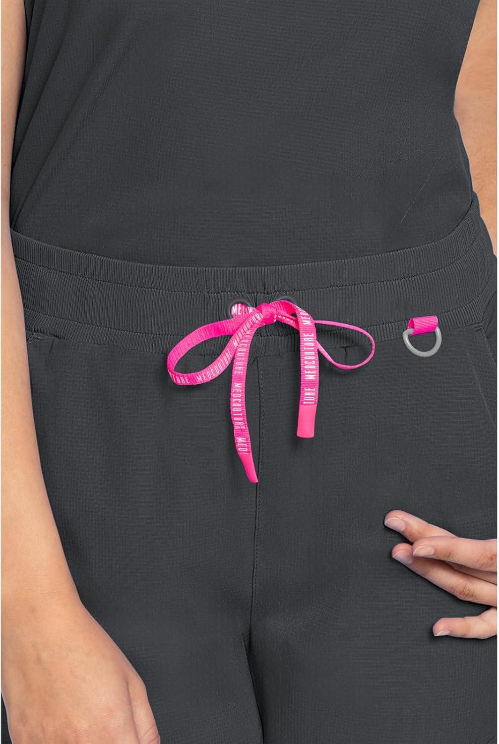 imageMed Couture Scrub Top Women Round Neck Tuckable with 2 Zipper Pockets with Rounded Hem MC703Pewter