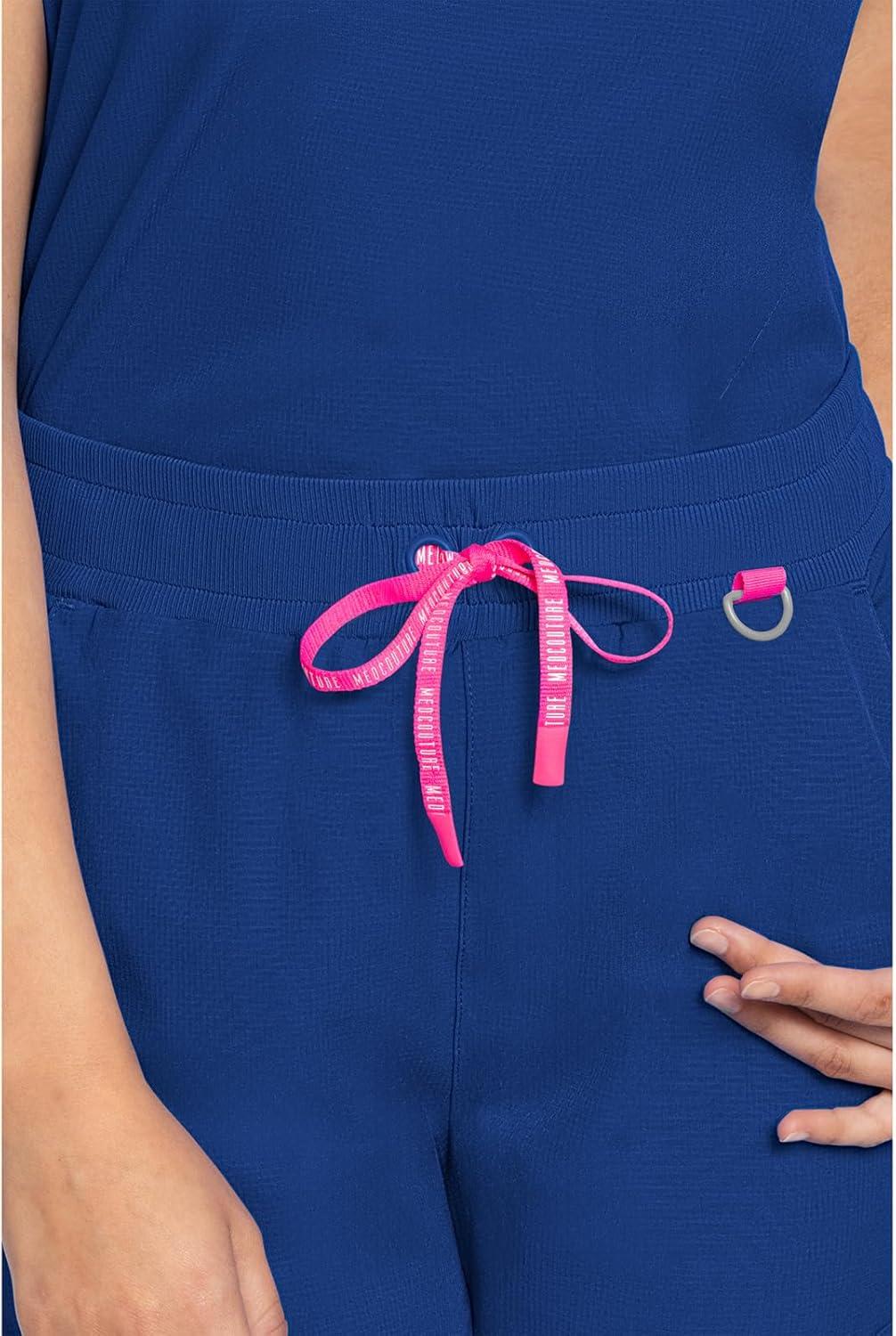 imageMed Couture Scrub Top Women Round Neck Tuckable with 2 Zipper Pockets with Rounded Hem MC703Royal