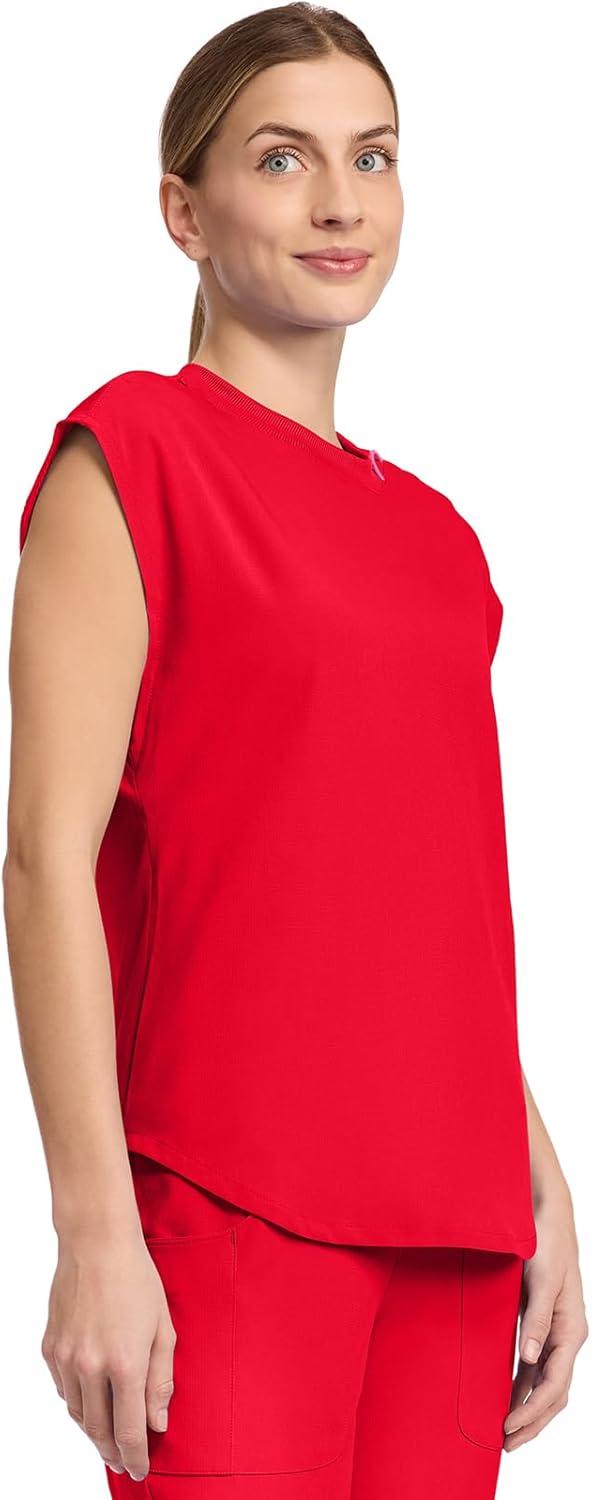 imageMed Couture Scrub Top Women Round Neck Tuckable with 2 Zipper Pockets with Rounded Hem MC703Solar Flare
