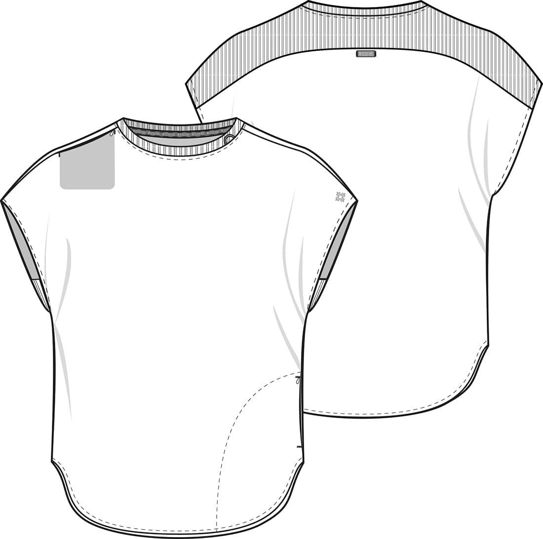 imageMed Couture Scrub Top Women Round Neck Tuckable with 2 Zipper Pockets with Rounded Hem MC703White