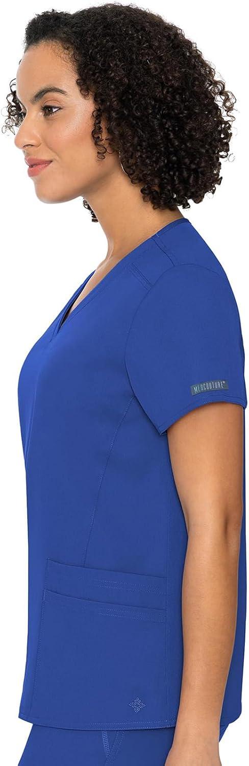 imageMed Couture Scrub Top for Women VNeck with 4 Pocket Ultra Soft 2Way Stretch and WrinkleFree Fabric MC7468Royal