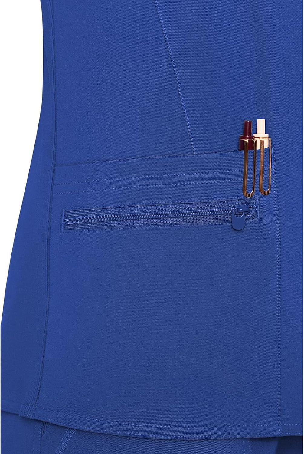 imageMed Couture Scrub Top for Women VNeck with 4 Pocket Ultra Soft 2Way Stretch and WrinkleFree Fabric MC7468Royal