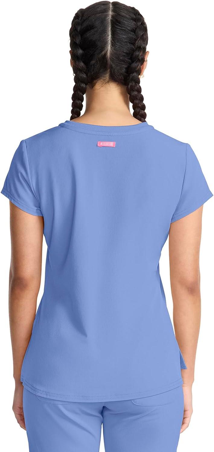 imageMed Couture Scrubs top for Women Medical Quarter Zip VNeck Scrub Top Tuckable with Chest Pocket and Rounded Hem MC705Ciel