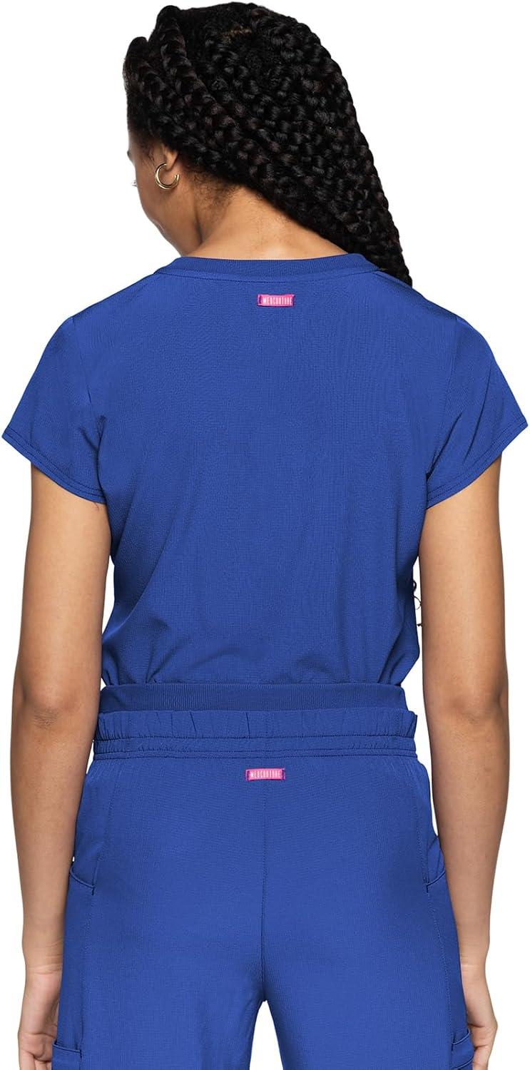 imageMed Couture Scrubs top for Women Medical Quarter Zip VNeck Scrub Top Tuckable with Chest Pocket and Rounded Hem MC705Royal